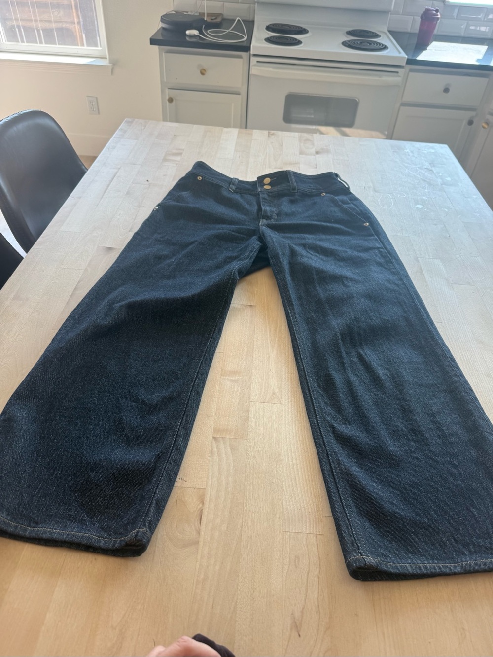 J. Crew Dark Blue Slim Wide stacked button jeans